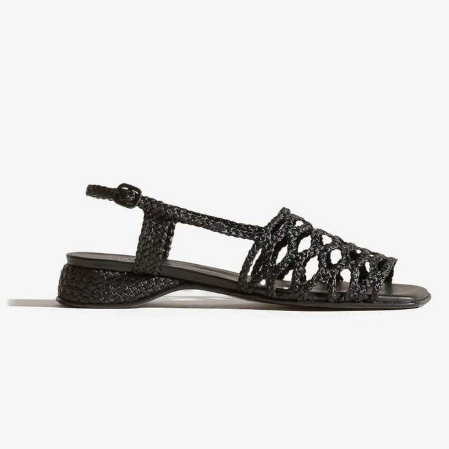 Hereu Alzira Sandals Black Woven Detail Raffia 40 9.5